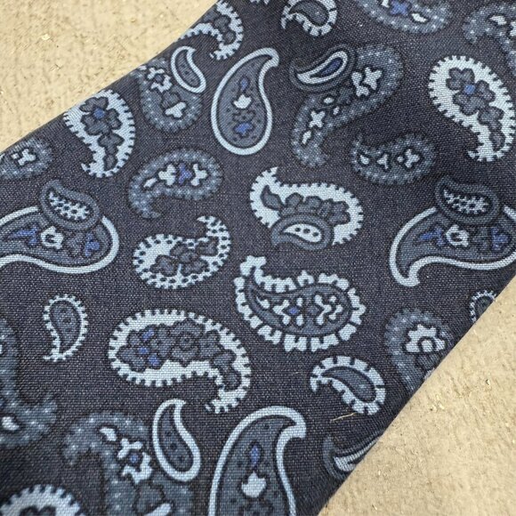 Alby Paisley Tie 100% Silk Made in Italy Blue Woven 3" - Picture 2 of 5